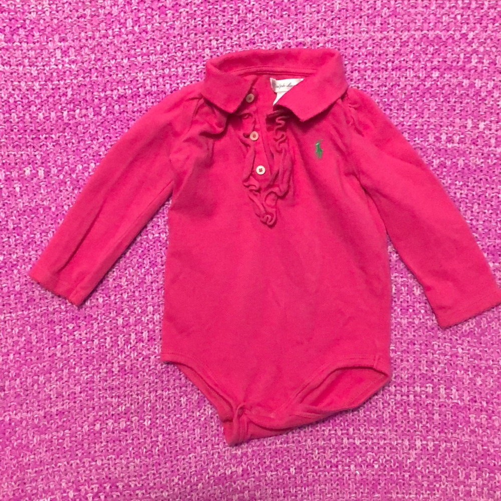 Ralph Lauren polo ruffle body suit 9m